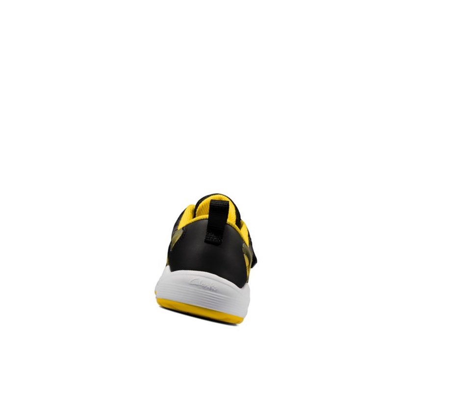 Baskets Clarks Aeon Pace Cuir Fille Noir Jaune | EKXT83670