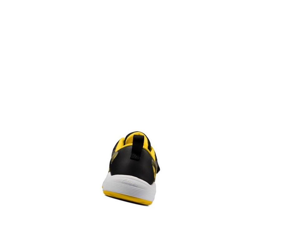 Baskets Clarks Aeon Pace Cuir Fille Noir Jaune | WAMD79561