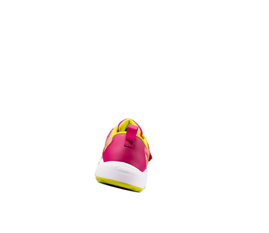 Baskets Clarks Aeon Pace Cuir Fille Rose Citron | EYAL93740