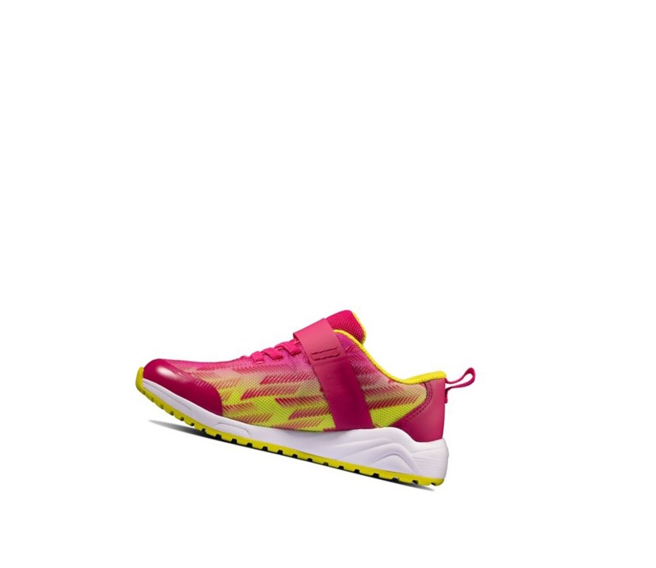 Baskets Clarks Aeon Pace Cuir Fille Rose Citron | VFCS20347