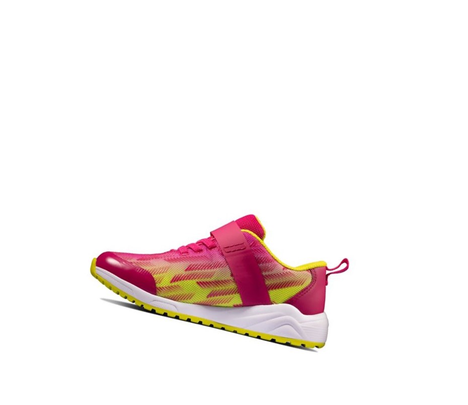 Baskets Clarks Aeon Pace Cuir Fille Rose Citron | WAYE19608