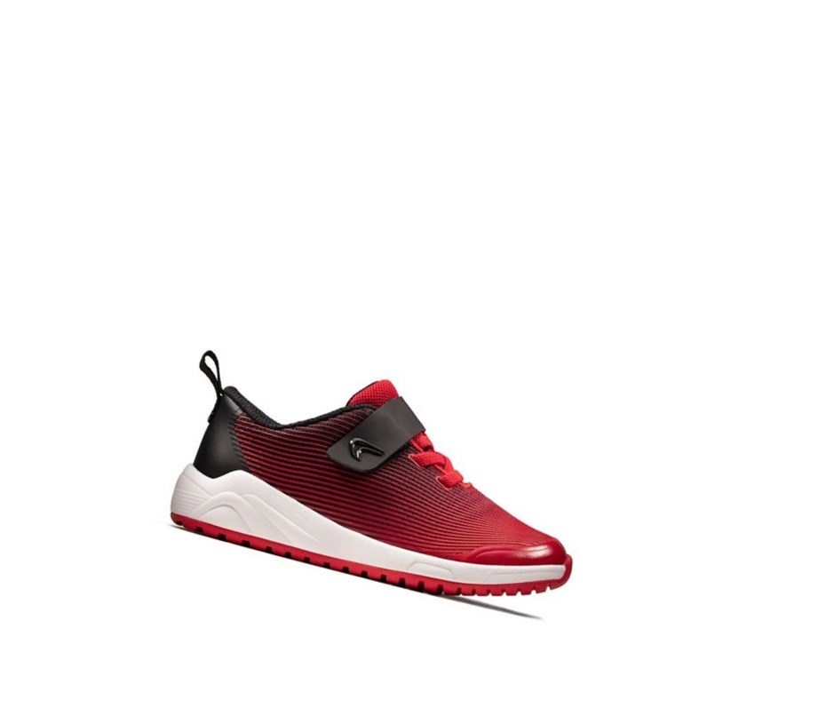 Baskets Clarks Aeon Pace Cuir Fille Rouge | OTEV59281