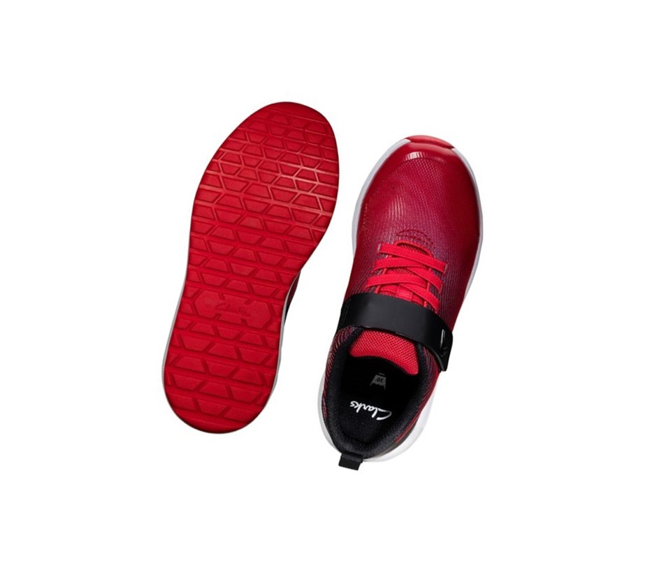 Baskets Clarks Aeon Pace Cuir Fille Rouge | TAYR79214