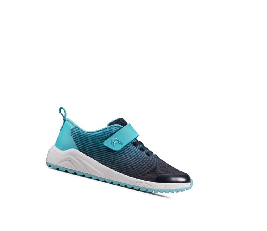 Baskets Clarks Aeon Pace Cuir Garcon Bleu Marine | ZLTH02368