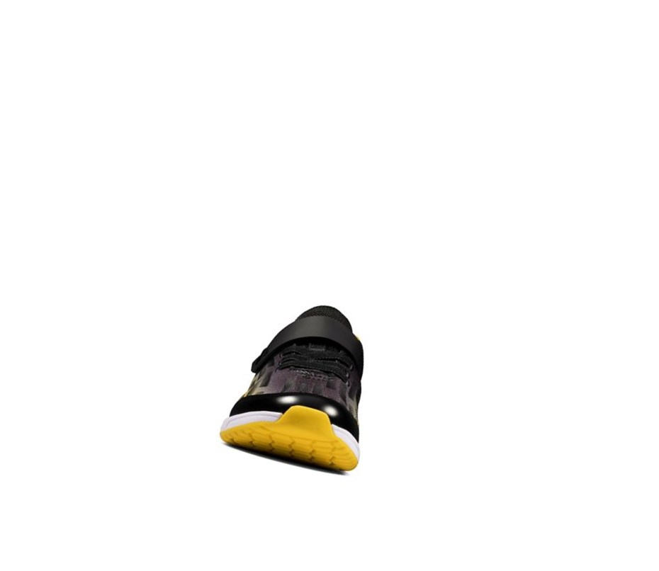 Baskets Clarks Aeon Pace Cuir Garcon Noir Jaune | IRTF57283