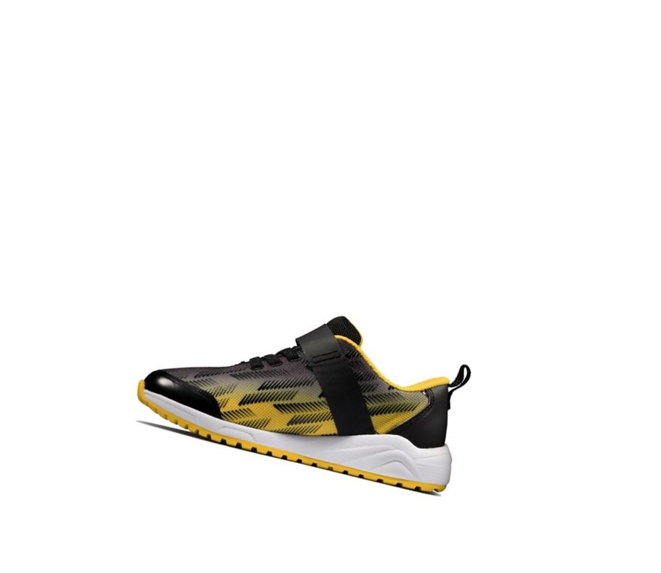 Baskets Clarks Aeon Pace Cuir Garcon Noir Jaune | RFEP40375