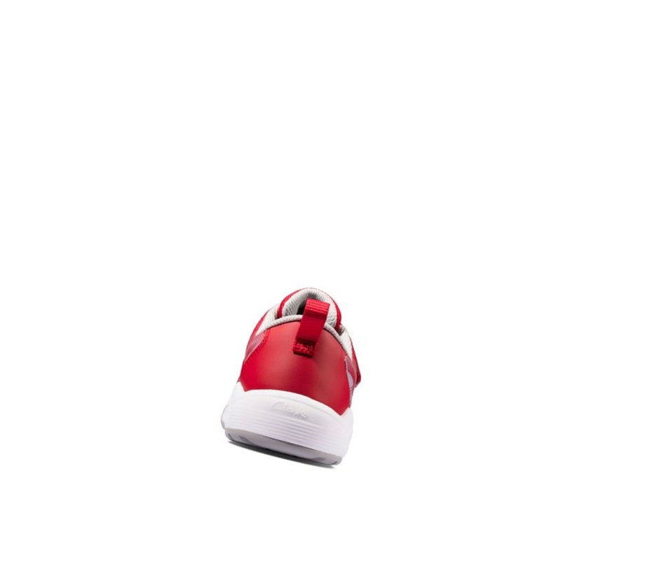 Baskets Clarks Aeon Pace Cuir Garcon Rouge Grise | QWUM50376