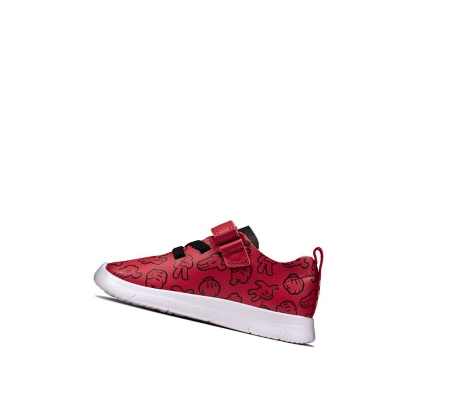 Baskets Clarks Ath Comic Cuir Fille Rouge | HSPJ94871