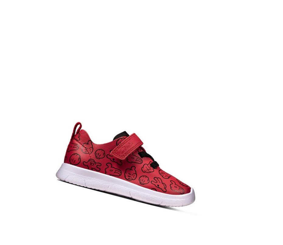 Baskets Clarks Ath Comic Cuir Fille Rouge | HSPJ94871