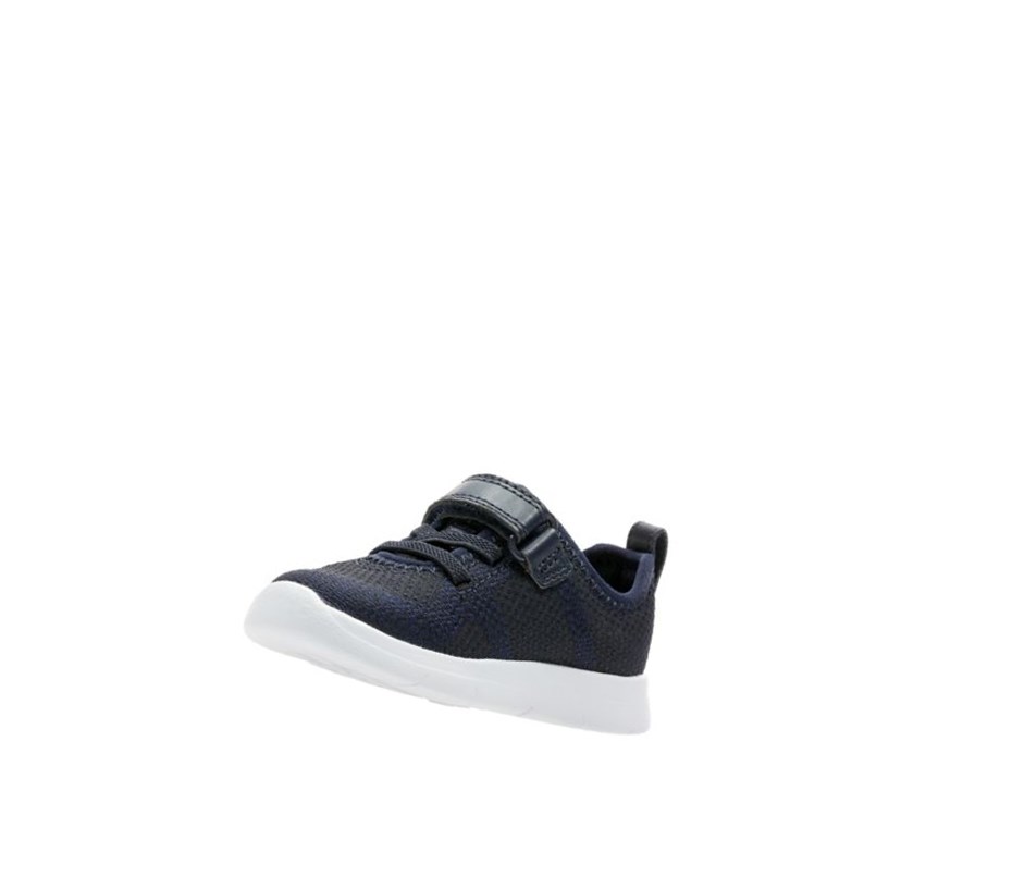 Baskets Clarks Ath Flux Cuir Fille Bleu Marine | YEWB71482