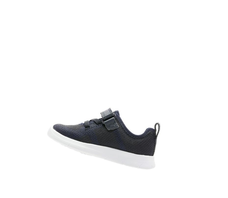 Baskets Clarks Ath Flux Cuir Fille Bleu Marine | YEWB71482