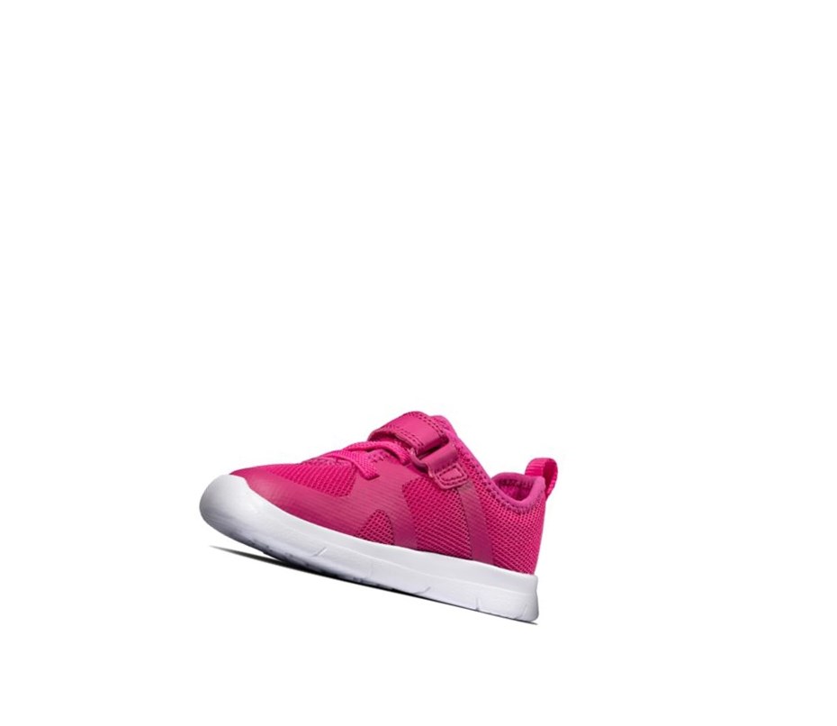 Baskets Clarks Ath Flux Cuir Fille Rose | TEQI09538