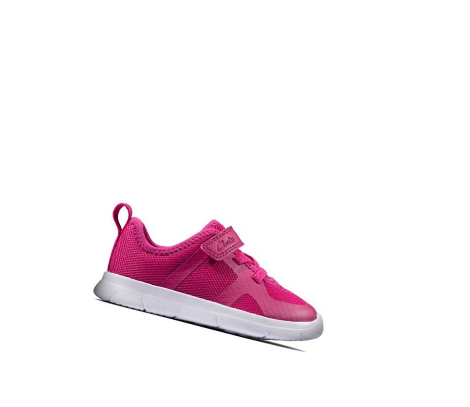 Baskets Clarks Ath Flux Cuir Fille Rose | TEQI09538