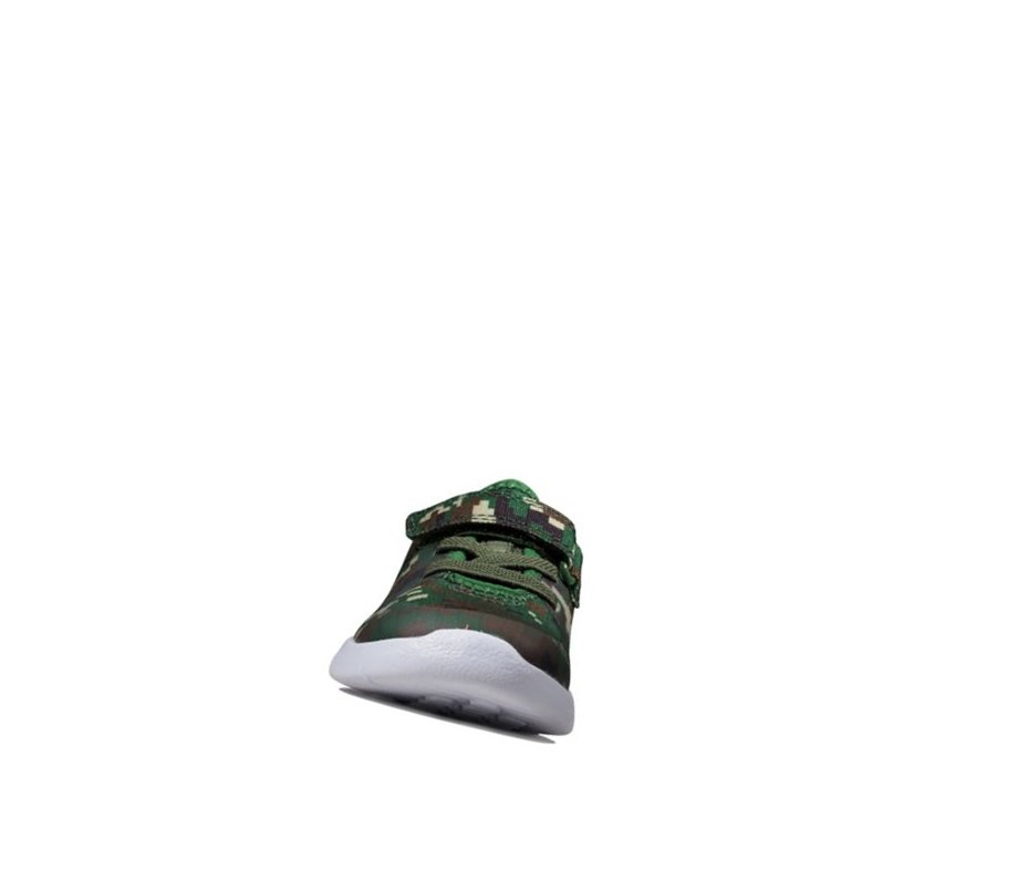 Baskets Clarks Ath Flux Textile Fille Vert Olive Camouflage | RAZS17389