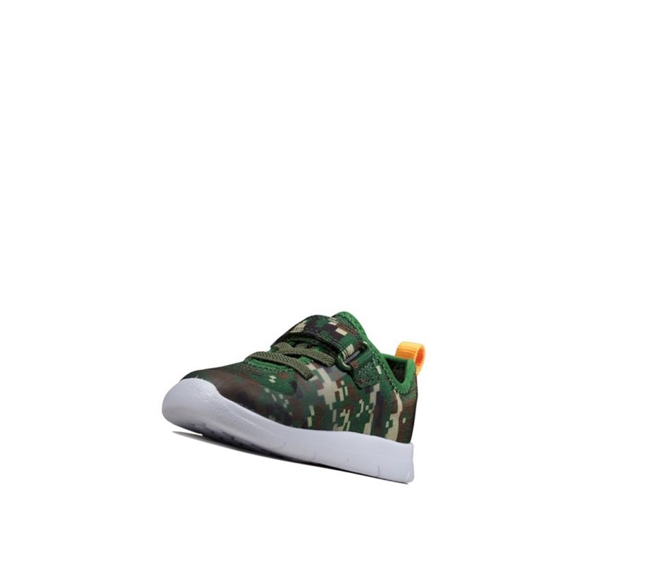 Baskets Clarks Ath Flux Textile Fille Vert Olive Camouflage | RAZS17389