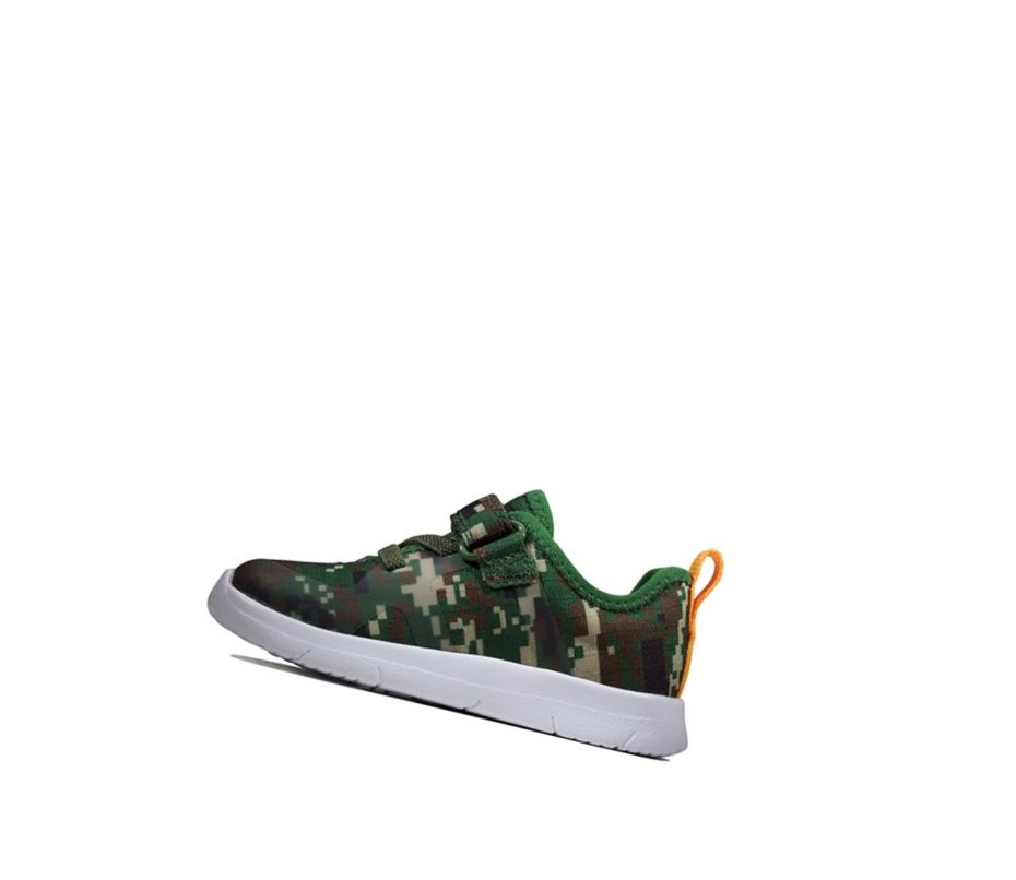 Baskets Clarks Ath Flux Textile Fille Vert Olive Camouflage | RAZS17389