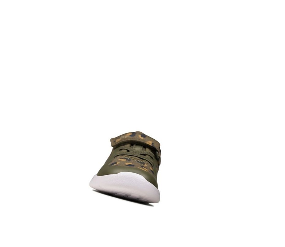 Baskets Clarks Ath Flux Textile Garcon Vert Olive Camouflage | PYKJ38496