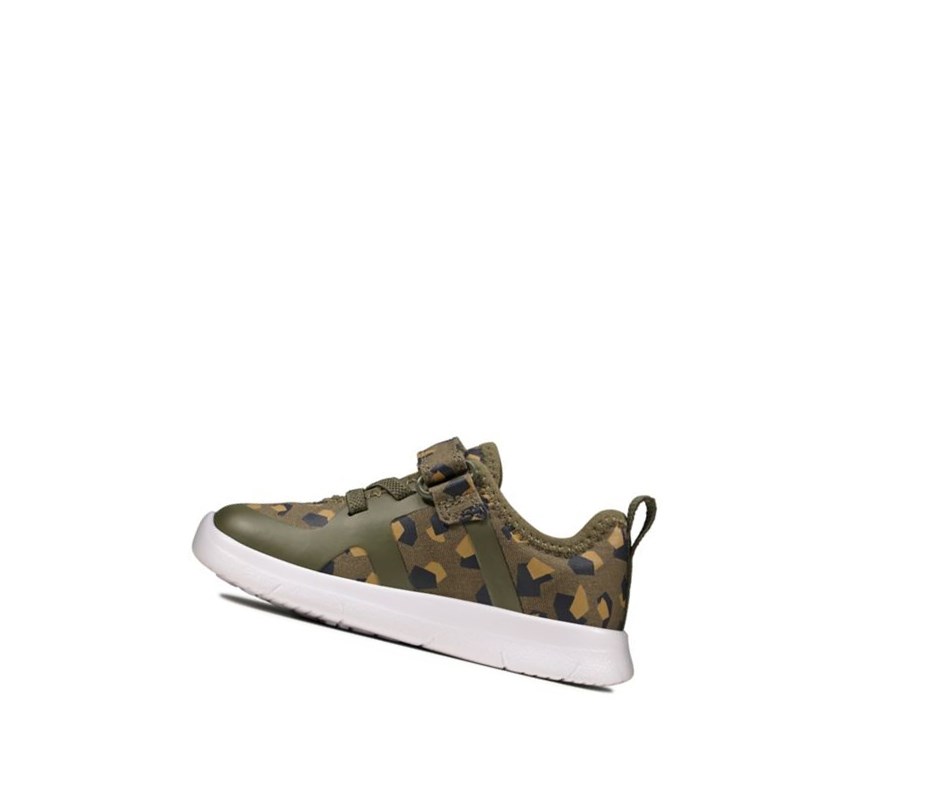 Baskets Clarks Ath Flux Textile Garcon Vert Olive Camouflage | PYKJ38496