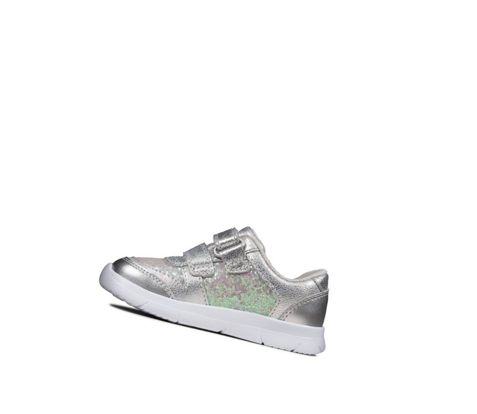 Baskets Clarks Ath Sonar Cuir Fille Argent | CXYB89524