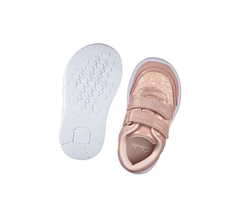 Baskets Clarks Ath Sonar Cuir Fille Rose | RLBP94268