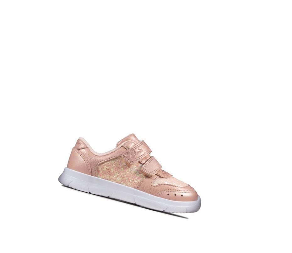 Baskets Clarks Ath Sonar Cuir Fille Rose | RLBP94268