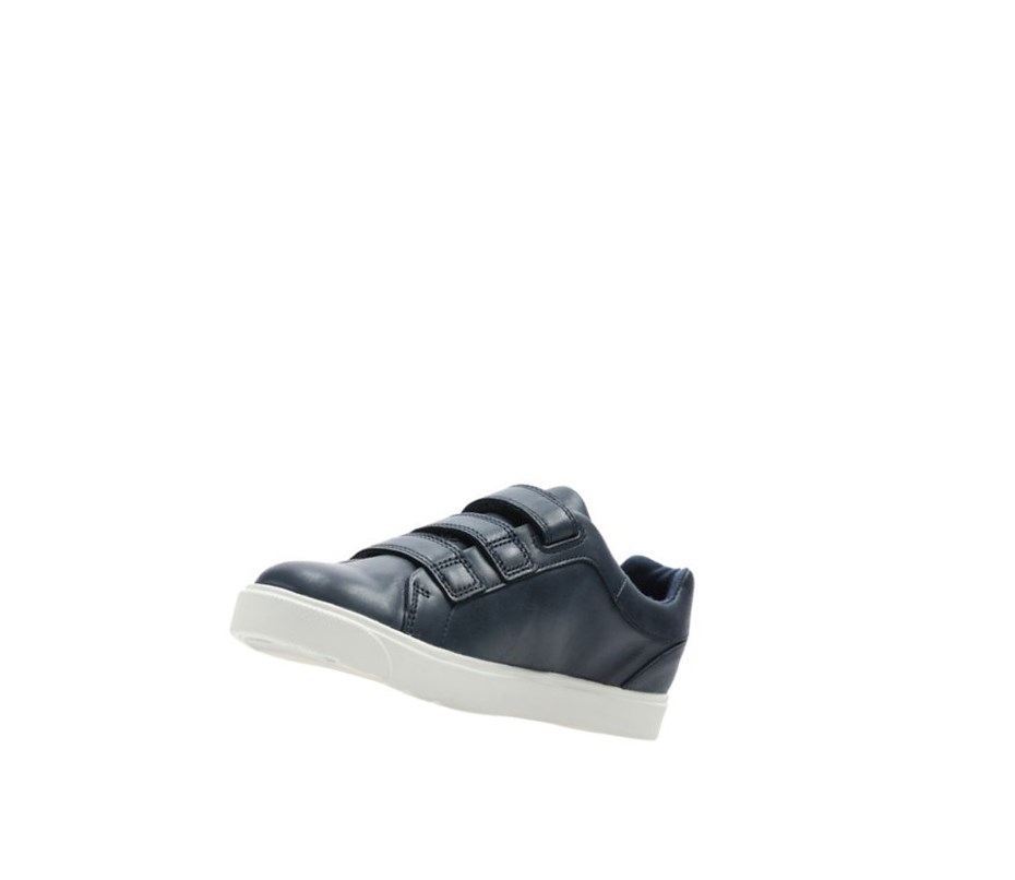 Baskets Clarks City Oasis Lo Cuir Fille Bleu Marine | AQWY08374