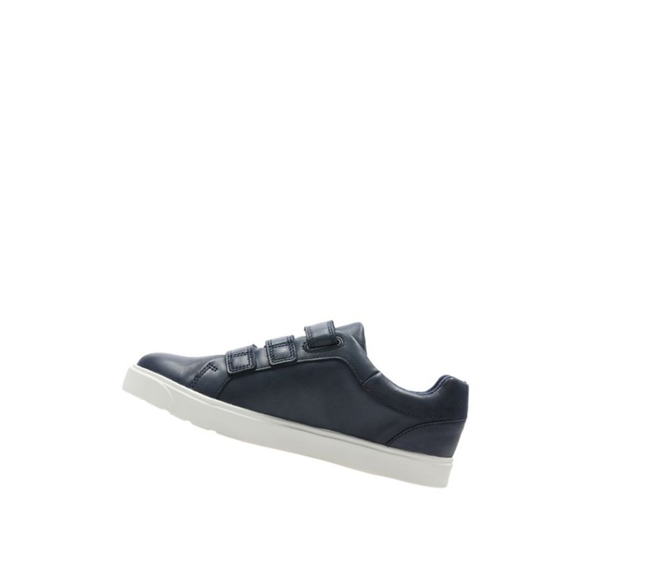 Baskets Clarks City Oasis Lo Cuir Fille Bleu Marine | AQWY08374