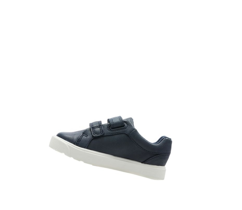 Baskets Clarks City Oasis Lo Cuir Fille Bleu Marine | ROLP08452