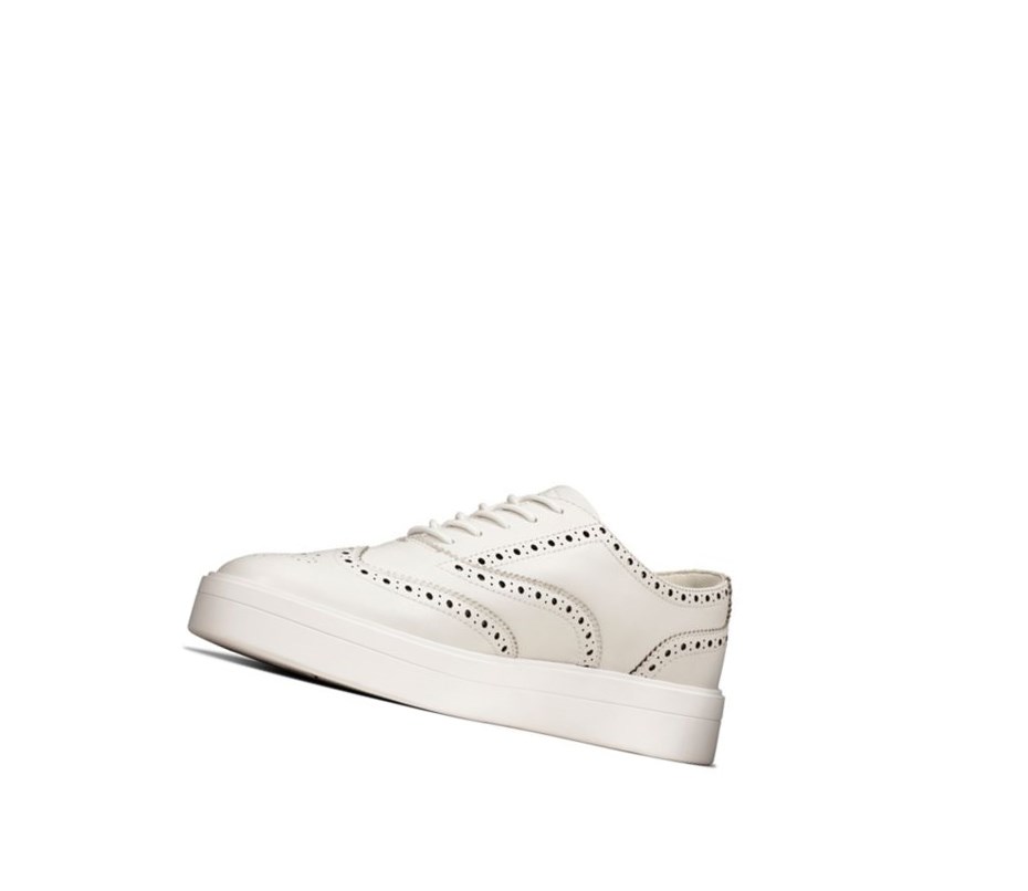 Baskets Clarks Hero Cuir Femme Blanche | YNVJ03927