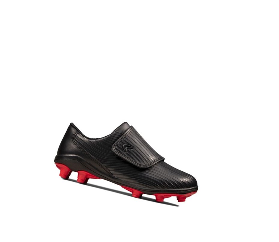 Baskets Clarks Kinetic Run Cuir Garcon Noir | NQHC27563