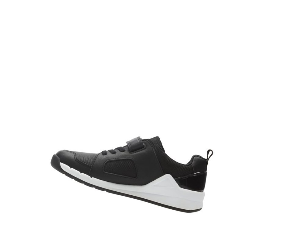 Baskets Clarks Orbit Ride Cuir Fille Noir | ZNMB03197