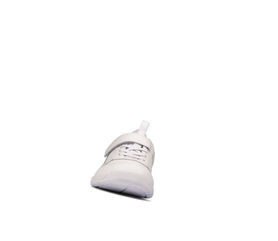 Baskets Clarks Orbit Sprint Cuir Fille Blanche | EBKM26178