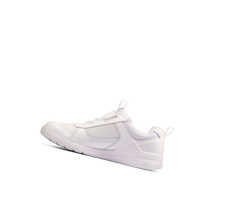 Baskets Clarks Orbit Sprint Cuir Fille Blanche | EBKM26178