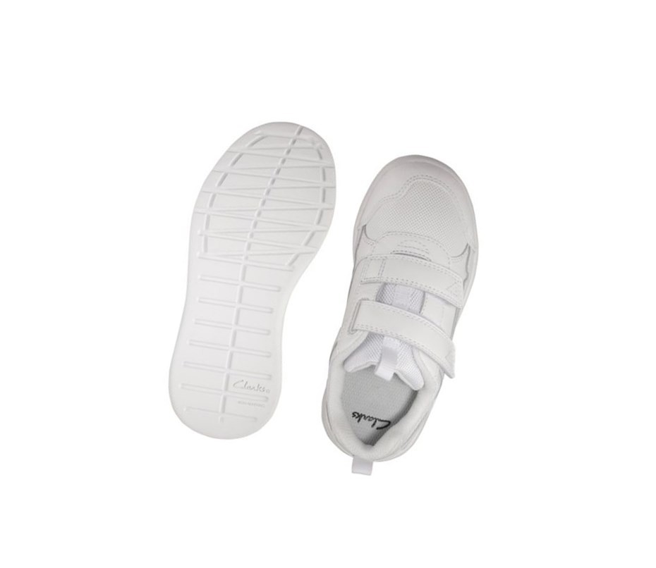 Baskets Clarks Orbit Sprint Cuir Fille Blanche | LTSD02689