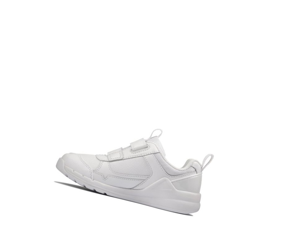 Baskets Clarks Orbit Sprint Cuir Fille Blanche | QKAM63584