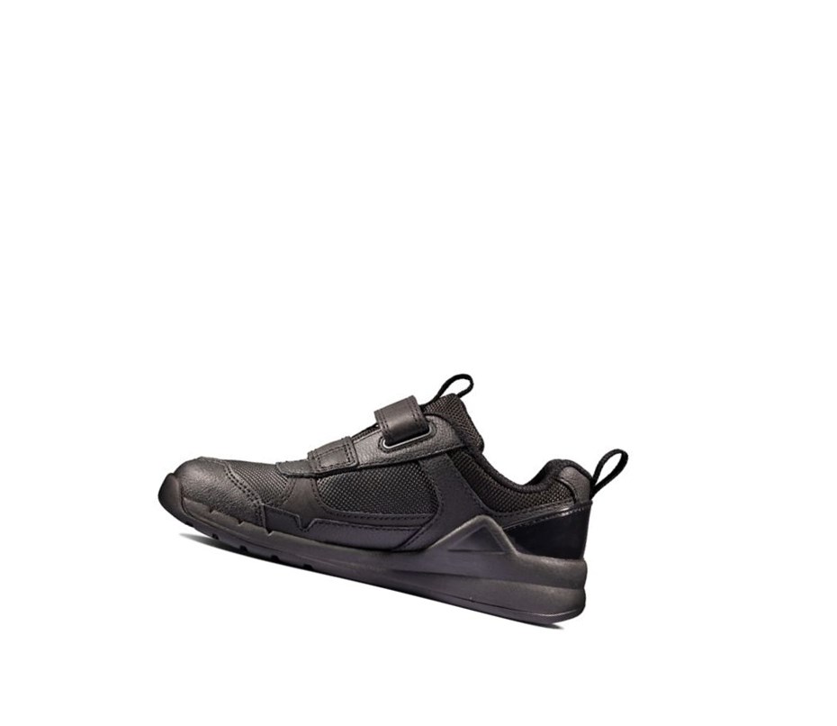 Baskets Clarks Orbit Sprint Cuir Fille Noir | DZUM57209