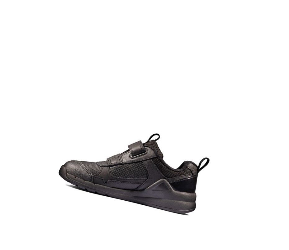 Baskets Clarks Orbit Sprint Cuir Fille Noir | HVDF12049