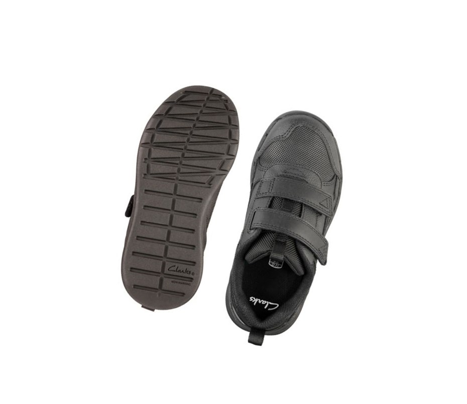 Baskets Clarks Orbit Sprint Cuir Fille Noir | HVDF12049