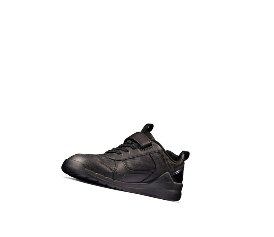 Baskets Clarks Orbit Sprint Cuir Fille Noir | UNKA42591