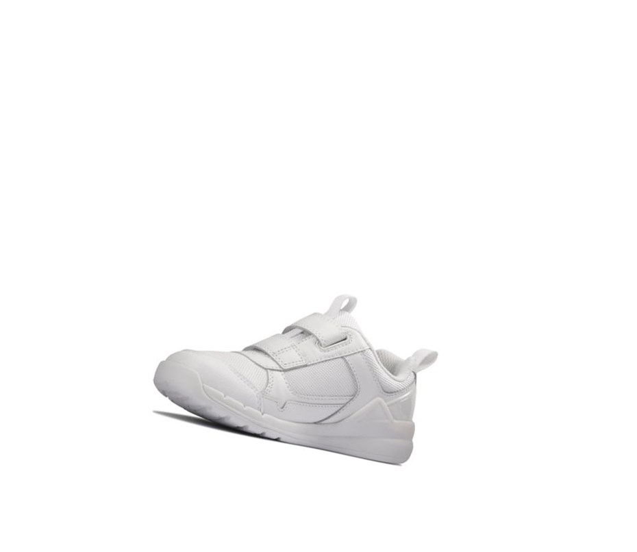 Baskets Clarks Orbit Sprint Cuir Garcon Blanche | CURI92563