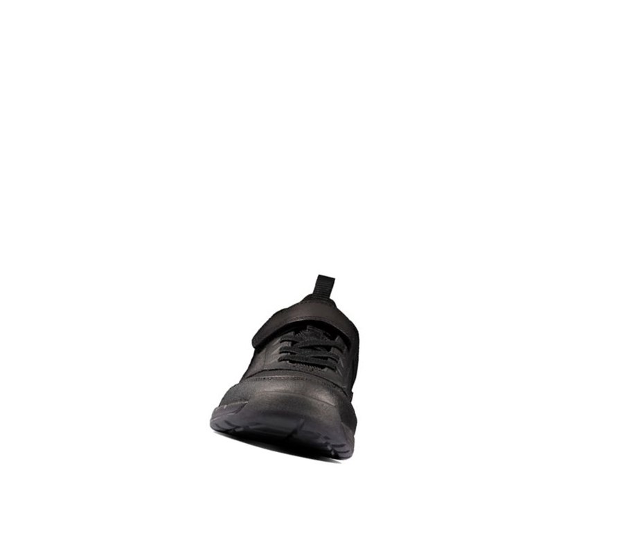 Baskets Clarks Orbit Sprint Cuir Garcon Noir | RUNP70962