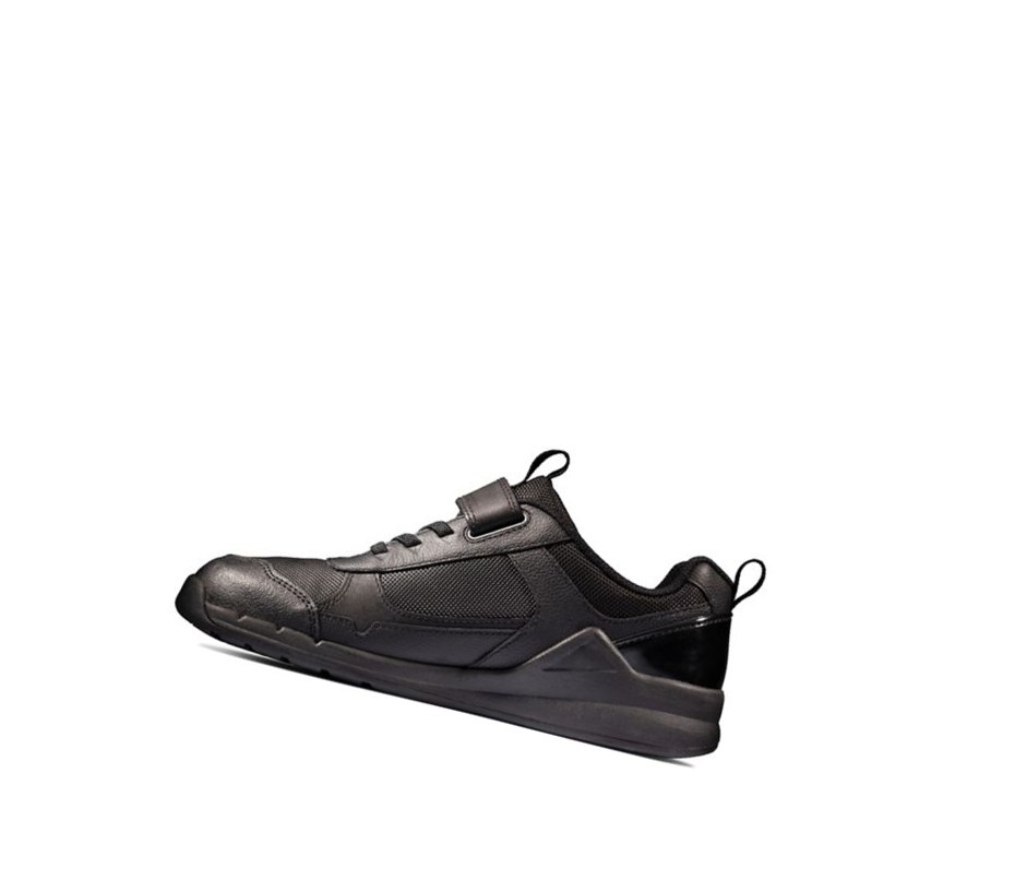 Baskets Clarks Orbit Sprint Cuir Garcon Noir | RUNP70962