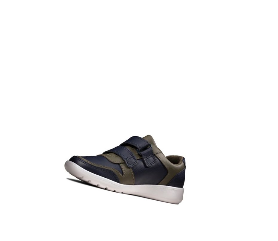 Baskets Clarks Scape Spirit Cuir Garcon Bleu Marine | HMVX21645