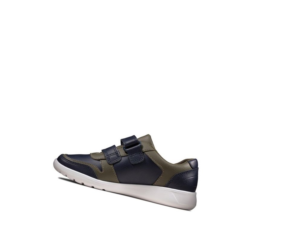 Baskets Clarks Scape Spirit Cuir Garcon Bleu Marine | HMVX21645