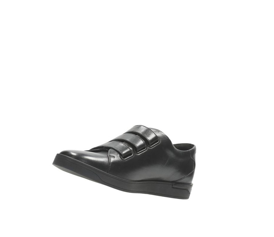 Baskets Clarks Stanway Flow Cuir Homme Noir | FKEZ16027