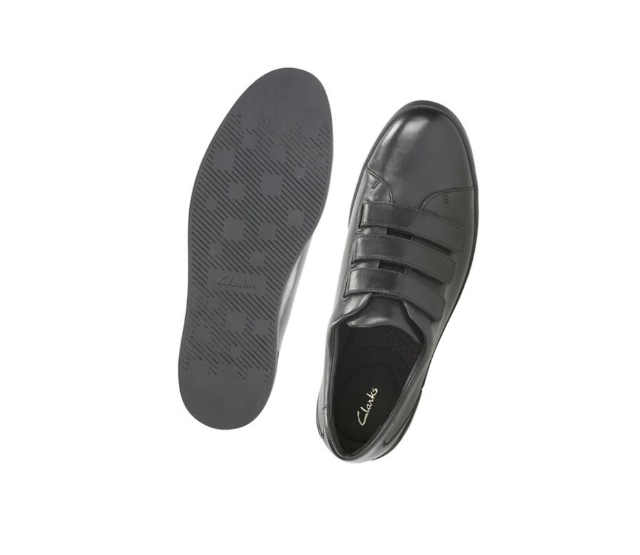 Baskets Clarks Stanway Flow Cuir Homme Noir | FKEZ16027