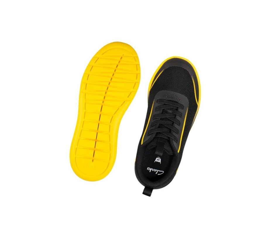 Baskets Clarks Suburb Spark Fille Noir Jaune | SZNR06294