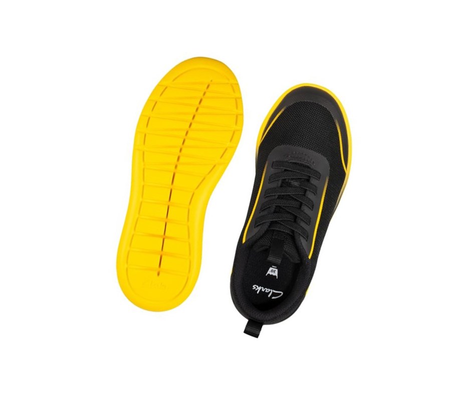 Baskets Clarks Suburb Spark Fille Noir Jaune | UVPJ51406