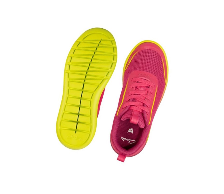 Baskets Clarks Suburb Spark Fille Rose Citron | JTMA13487