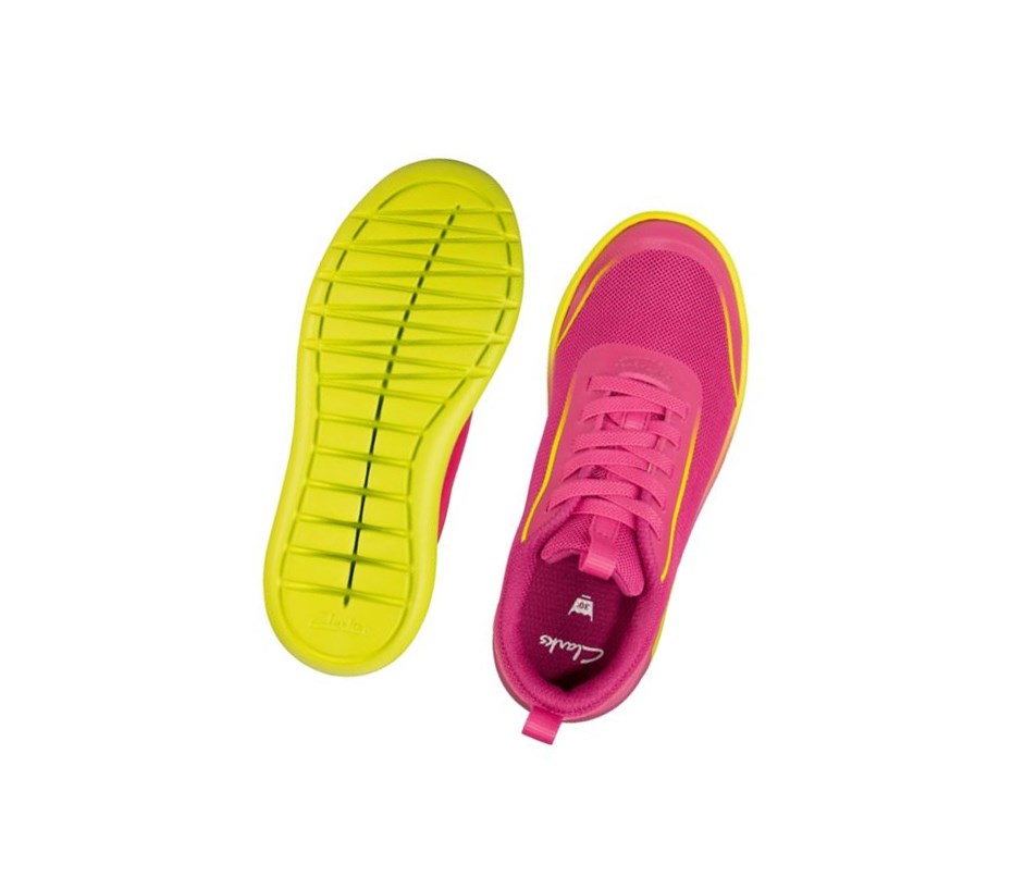 Baskets Clarks Suburb Spark Fille Rose Citron | OTNI10746